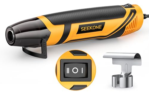 SEEKONE Mini Heat Gun, 350W 2-Temp Settings 500℉ & 842℉（260℃& 450℃） Fast Heat Hot Air Gun Tool with Reflector Nozzle and 4.9Ft Long Cable Overload Protection for Crafting, Vinyl Wrap and Shrink Tubing