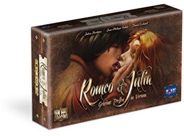 HUCH!, Romeo & Julia, Kooperatives Strategiespiel für 2, Spiel für Paare, Shakespeare inspiriertes Gesellschaftsspiel, Romeo und Julia in Verona, Für 2 Spieler ab 14 Jahren