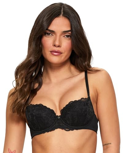 Ann Summers Sexy Lace Padded Balcony Bra Curve-Enhancing Womens Underwear with Push-Up Cups, Underwire Support & Removable Pads
