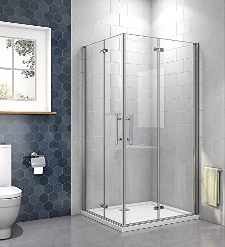 Acezanble 110x80cm Eckeinstieg Duschkabine Dusche Duschwand Duschabtrennung Falttür H195cm