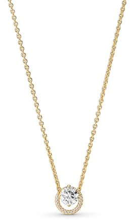 Funkelnder runder Halo-Anhänger Collier Halskette