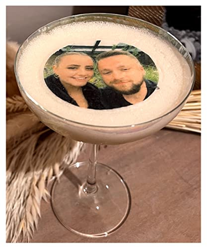 Regalo Personalised Edible Drink Toppers with Your Photo or Logo | 1 Sheet of 15 Round Toppers | Cocktail, Coffee & Hot Chocolate Decoration | Gluten Free & Vegan (15 x 2 Inches)
