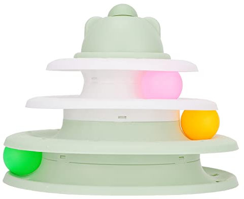 Nimomo Cat Track Toy 3 Level Verhindert Rutschen Cat Turntable Interactive Rolling Ball Kitten Puzzle Tower Toy