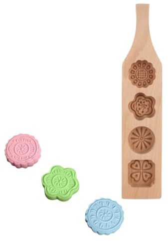 Stampi per Biscotti in Legno per La Cottura, Stampi per Torte Lunari Stampo Biscotti per Pasticceria Tradizionali Cinesi Stampo per Torta Di Luna a Pressione a Mano, Strumenti per Mooncake(02)
