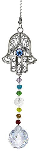 Sun Catchers for Windows,Hanging Suncatcher with Crystal, hamsa palm Hanging Rainbow Maker Ornament for Garden Corridors and Home Decoration (palm)