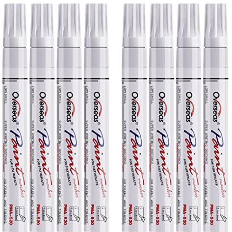 Paint Pens Paint Markers - White Permanent Markers 8 Pack, Oil Based Waterproof Quick Dry Medium Tip Marker Pen for Metal, Wood, Fabric, Plastic, Rock, Stone, Mugs, Canvas, Glass, Art Craft