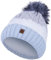 Compagno Wintermütze Mütze Damen Bommelmütze gestreift Strickmütze Winter gefüttert Mädchen Fleece Futter Beanie 102, Farbe:Hellblau