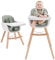 Seggiolone convertibile 3 in 1 in legno, con gambe regolabili e vassoio lavabile in lavastoviglie, realizzato in elegante legno duro e similpelle di alta qualità, colore verde