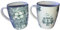 Kaemingk Set of 2 Floral Tea Rose Cottage Garden Design Ceramic Mugs - Blue & White - 10 cm
