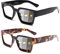 JM 2-Pack Photochrome Lesebrille für Frauen, Quadratisches Blaues Licht Blockierende Computer-Leser-Sonnenbrille, Frühlingsscharnier, Schwarze Schildkröte +1.5