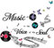 SUPERDANT Musik Wandaufkleber Ist Die Stimme Der Seele Wandsticker Schallplatten Musikpartitur Wandtattoo Zitate Musiksymbole Worte Vinyl Wandsticker Für Musik Klassenzimmer Studio