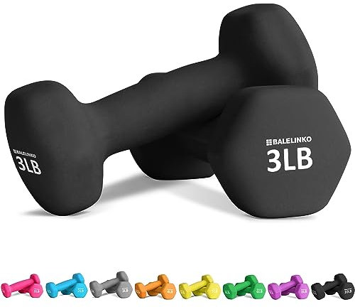 Balelinko Home Gym Equipment Workouts Krafttraining Gewichtsverlust Pilates Gewichte Yoga Sets Freie Gewichte für Frauen, Männer, Senioren und Jugendliche, 1,4 kg, Schwarz, Paar