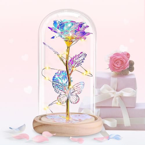 BOLEi Rosa Regalo Per Donne, Rosa Eterna In Vetro, Regalo Per Mamma, Regalo Di San Valentino Per Lei, Regalo Di Natale Per Donne, Regalo Per Sorelle, Mamma, Nonna (Colore Rosa)