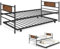 COSTWAY 3FT Metal Day Bed with Trundle, Industrial Single Bed Frame with Headboard, Steel Slat Support Space-Saving Guest Sofa Beds Base Platform Mattress Foundation