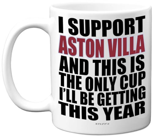 Funny Football Mug Gift for Villa Fans - Footy Only Cup - Joke Xmas Birthday Mugs Present Gifts for Son Dad Brother Uncle Colleague Friend Cousin, 11oz Ceramic Dishwasher Safe Coffee Tea Cup