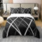 Homewish Housse de Couette Moderne Noire et Grise pour Jeunes Adultes, Parure de Lit 240x260 Géométrique en Coton, Ensemble de Literie Rayée Rétro du Milieu du Siècle, Couvre Lit Simples