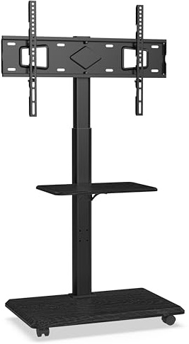 XTRARM Delphos mobiler TV Ständer mit Ablage, TV ca. 32-70 Zoll / 45 kg, viele VESA-Größen, Höhe variabel montierbar bis ca. 130 cm, schwarz, TV-Standfuss, XTR-FS4010