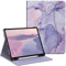 FINTIE Coque pour iPad Air 13 Pouces M3/M2 (2025/2024) - [Rangement de Stylet] Housse Folio Multipositions avec Poche de Document Etui Veille/Réveil Auto, Marbre Lilas
