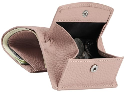 Karmiir RFID Bloquage Petit Portefeuille en Cuir pour Femmes avec Poche de Pièce de Monnaie, Mini Trifold Femmes Portefeuille avec Cash Slot et Porte-Cartes, Minimaliste, Rose Clair