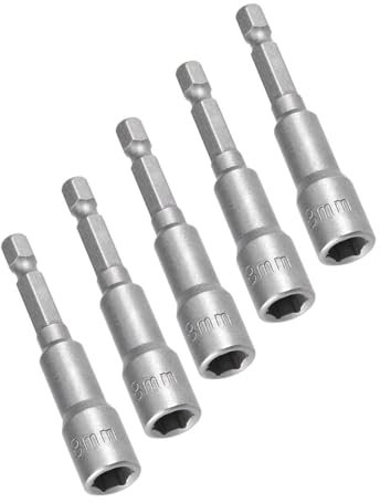 TOP-VIGOR 5Pcs 8mm Nut Setter Driver Drill Bit Set, 1/4 inch Hex Shank Quick Change, 65mm Length Metric Nut Driver Set for Woodworking, Auto Repairing, Machine Maintenance, Furnitures