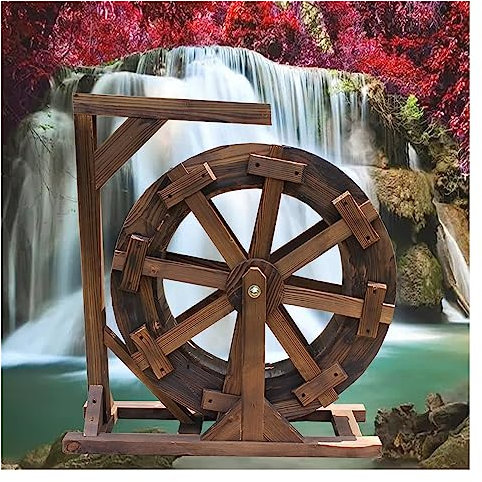 CRUISINGSS Fuente de Madera para jardín, Fuente con Rueda, terraza, jardín, Fuente de Agua, Rueda Feng Shui/Fuente de diseño de Bomba de Agua Retro, balcón, Patio, jardín