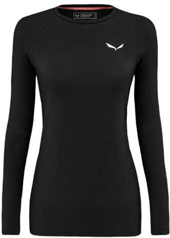 Salewa Cristallo Warm Amr W L/S Tee. Maglia a Maniche Lunghe, Nero, M Donna
