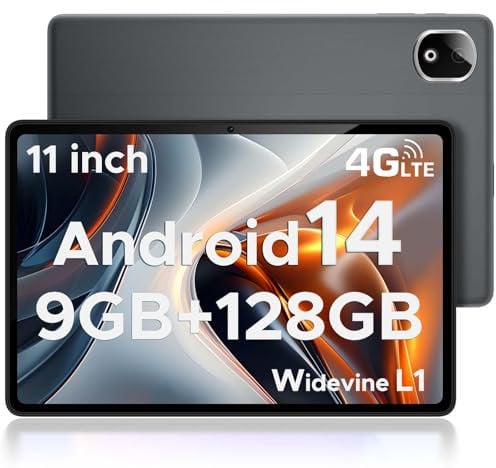 DOOGEE T30E Tablet 11 Inch, Android 14 Tablets, 128GB ROM/1TB TF, 4G Android Tablet with Sim Card Slots, 8000mAh, 5G WiFi 6, Widevine L1, 3.5mm Jack, GPS, Face Unlocked, OTG, Type-C - Gray