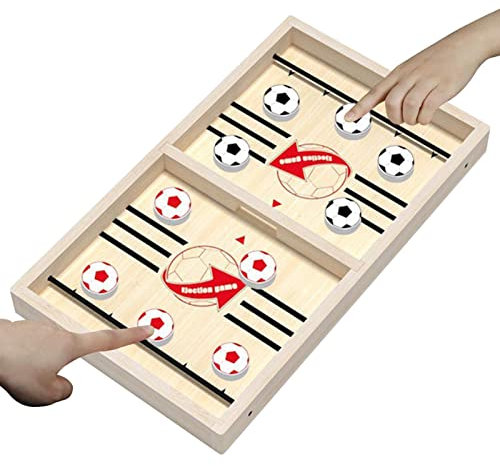 Eishockeyspiel Aus Holz - Sling Puck Spiel, Tischfußball Gewinnerspiele | Soccer Ball Slingshot Brettspiel, Foosball Winner Brettspiel, Katapult Brettspiel Gewinner Holzbrett Sportspielzeug Für Eltern