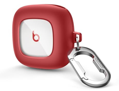 SURITCH Clear Case Compatible with Beats Fit Pro Cover [Slim-Fit] [Anti-Fall] [Not Easy to Dirty],Shockproof TPU Protective Portable Case with Clip Keychain for Beats Fit Pro(Red)