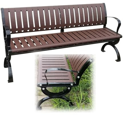 AKWQPY Gartenbank Möbel aus Holz und Gusseisen, Holzbank mit Armlehnen und Rückenlehne, Ruhebank, Sitzbank, Parkbank, Gartenmöbel Bänke für Balkon, Terrasse(120x40x73cm)