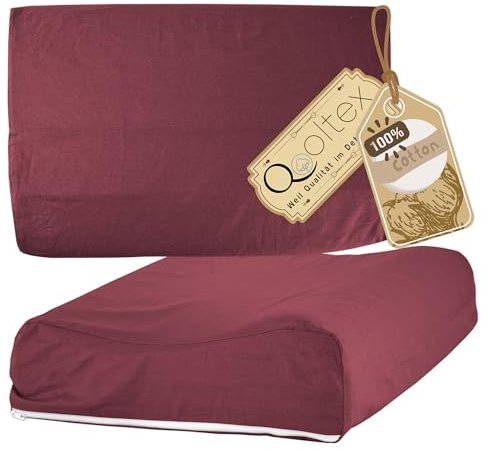 Nackenkissen Bezug 30x50 cm Bordeaux Vollschutzbezug mit Reißverschluss für Nackenstützkissen Gesundheitskissen - SideEasy
