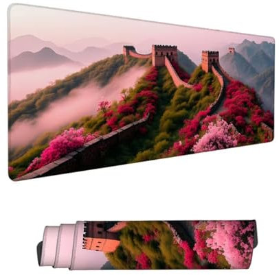 Grand Tapis de Souris 1600x800mm,Tapis de Souris Paysage Tapis Souris,Grande Muraille Tapis de Souris Gaming,Tapis Bureau avec Base Antidérapante,sous Main Souris à Bords Cousus,Cadeau Femme Hs-674