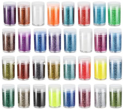 Purpurina Holográfica Gruesa,32 Colores de Lentejuelas finas para arte y artesanía,Para hacer tarjetas, decoraciones festivas, máscaras decorativas, adhesivos flash