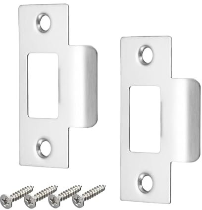 2PCS Door Strike Plate,Stainless Steel Door Latch,Door Latch Plate,Standard Tubular Latch Replacement 70mm X 40.3mm for Door Frame Door Jamb Standard Strike Plates with Repair Screwings