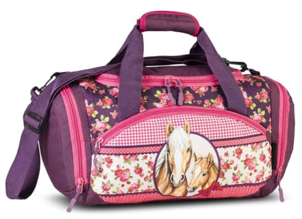 Kinder Sporttasche Pferd Reisetasche Für Mädchen Pferde Motiv und Jungen Fabrizio Weekender Kinder Duffel Bag (M2, M1)