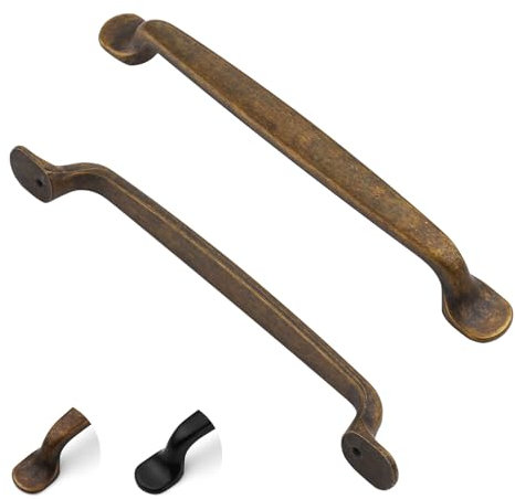 ELEBUILD 12 Pack, 160mm, Brass Kitchen Cupboard Door Handles, Cabinet Handle Drawer Pulls for Wardrobe Bathroom