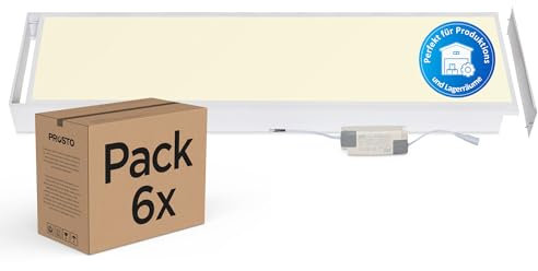 6x LED Deckenbeleuchtung 120x30 Warmweiß 4000lm - LED Panel Aufbau Deckenleuchte Rechteckig Lang Lampen (3000K mit Aufbaurahmen)