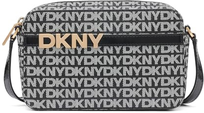 DKNY Women's Avril Camera Bag, Black and Black Logo, Black And Black Logo, Small