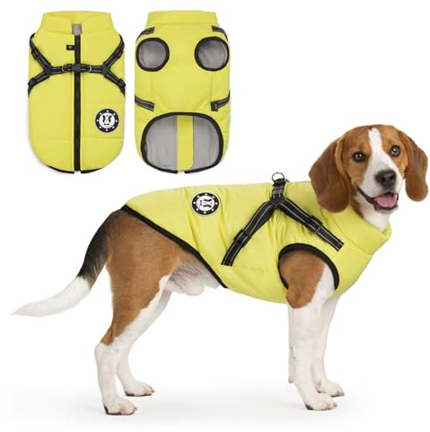 LUOWAN Hundemantel für kleine Hunde, Hundemantel mit Geschirr, Reflektierende Outdoor-Hundeweste, Winter Hundejacke für Katzen, Welpen, kleine, mittlere Hunde
