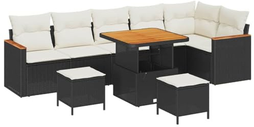 vidaXL Gartensofa-Set 9 STK. Schwarz Poly-Rattan