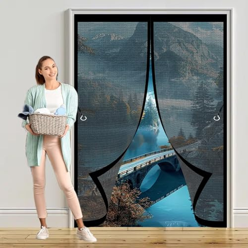 Fliegengitter Magnetvorhang 103 x 130 cm Ohne Bohren, Stärkere Magneten, Automatisches Schließen, Fliegengitter für Dachfenster für Schlafzimmertür, Fenstertür, Schwarz