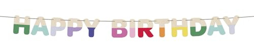 Folat 27786 Geburtstag und Party Dekoration Buntes - Buchstabengirlande - Holz - Happy Birthday“ - Stripetastic - 4 m - Partyzubehör für Kinder und Erwachsene