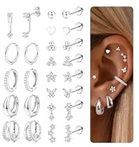 CASSIECA 13Paar Ohrringe Gold Silber Helix Piercings Piercing Ohr für Damen | Chirurgenstahl Ohrringe Damen Medizinische Ohrstecker Creolen Gold Silber Helix Tragus Piercings Ohrpiercing Damen Schmuck