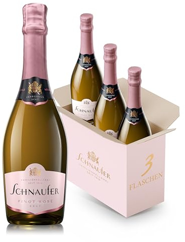 Schnaufer Pinot Rosé Brut – Premium Jahrgang Rosé Sekt aus 100 % Pinot Noir – Feinperlig, Fruchtig & Trocken – Familienkellerei aus Baden-Württemberg seit 1918 (3 x 0,75L)