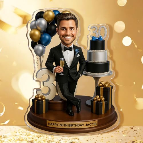 Geburtstagsgeschenk für Männer Personalisierte Figuren Plaque mit Foto Bilderrahmen Personalisiert Acryl Schreibtisch Dekorationen & Geschenk Personalisiert für Ehemann Papa Opa