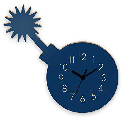 Yourlivingart Wanduhr Piratenbombe-Blau, Kinderuhr, Uhr für Kinderzimmer