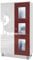 Vladon Vitrine Denjo, Made in Germany, Standvitrine mit 2 Türen und 3 Glaseinsätzen, Weiß matt/Weiß Hochglanz und Bordeaux Hochglanz inkl. LED-Beleuchtung (71 x 129 x 35 cm)