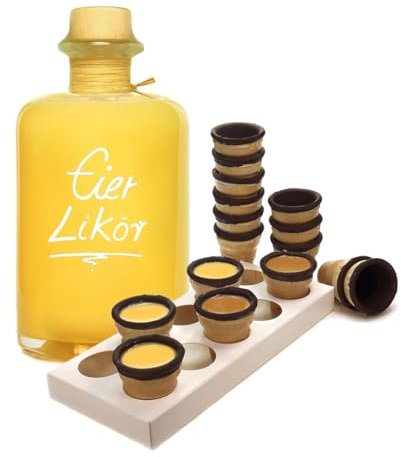Eierlikör 0,7L mit Waffelbechern & Becherhalter - Sehr sämig & süffig 20% Vol.