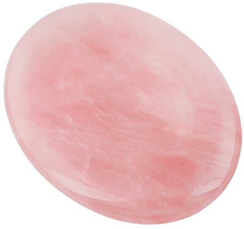 mookaitedecor Rosenquarz Daumenstein Kristall Edelstein Massagestein mit Mulde, Handschmeichler für Heilung Reiki, Größe ca. 45 x 35 x 8 mm (Pack von 2 Stück)
