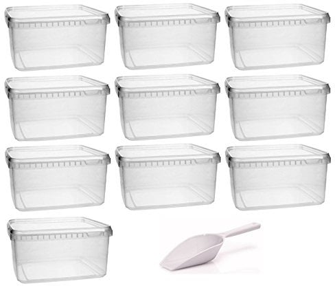 mikken Tarro de plástico de 10 x 1,7 litros con Tapa, sin BPA, Apto para Alimentos, Incluye 1 Pala, PP, 10x 1,7 Liter